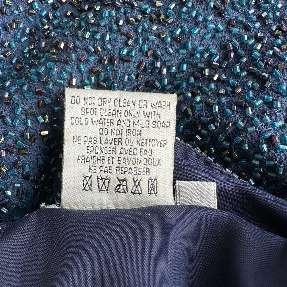 Evening Party Dress, Blue Sequins, Size 8 - Picture 9 of 11